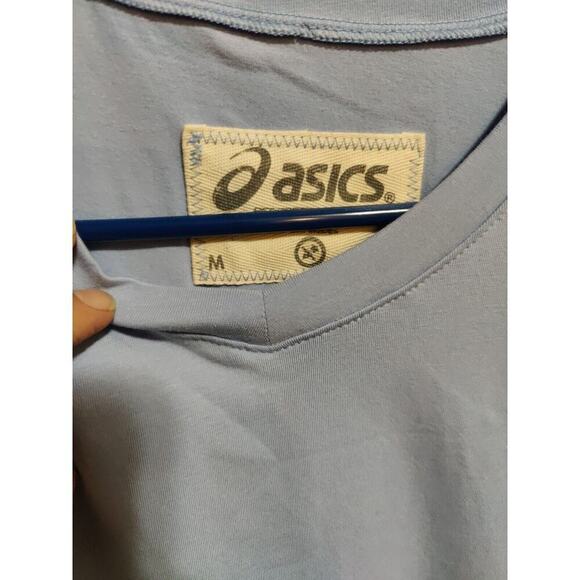 New Asics Women Sky Blue Athletic Top Semi-Fitted Medium Short Sleeve Ecoline - Picture 4 of 16